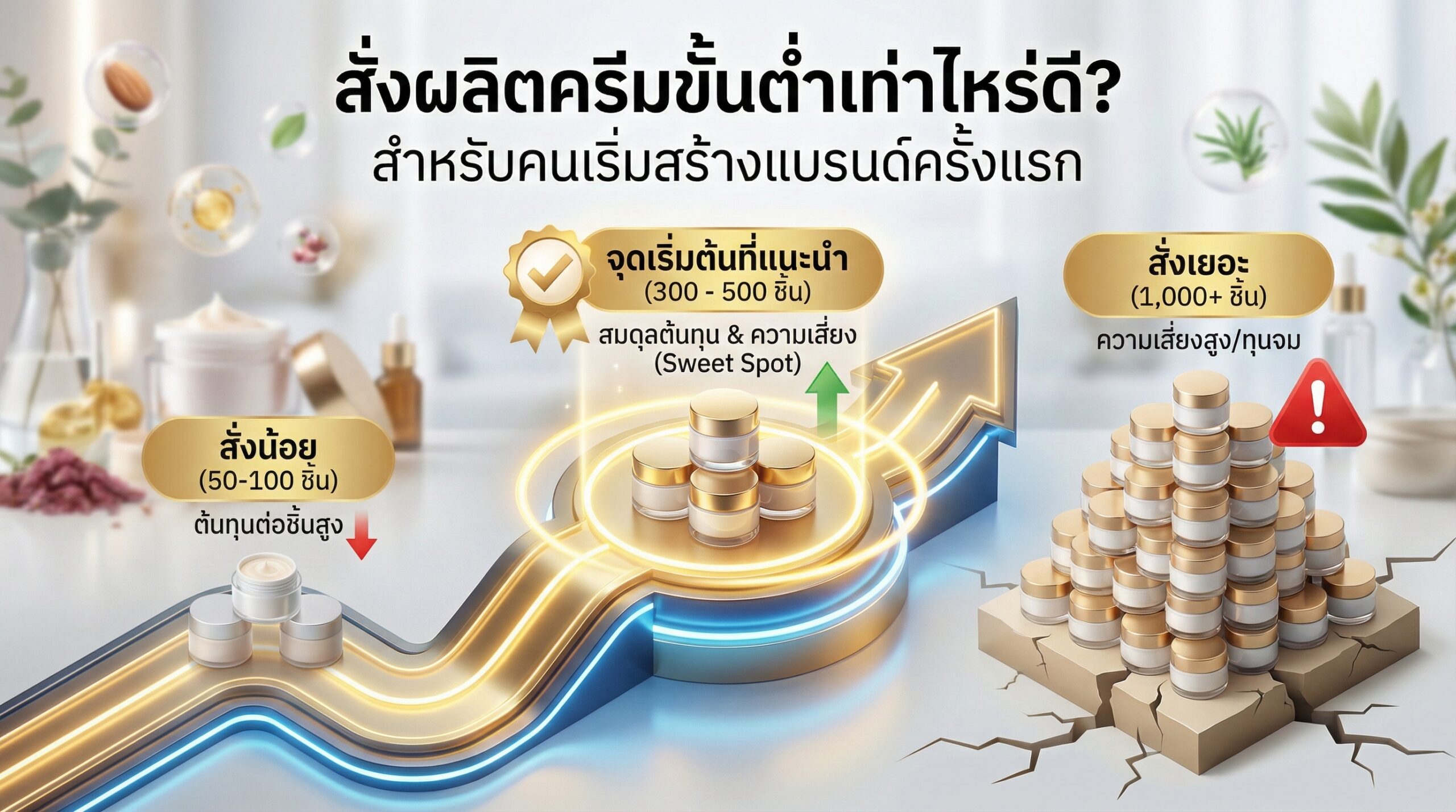 สั่งผลิตครีมขั้นต่ำกี่ชิ้น สำหรับคนเริ่มสร้างแบรนด์ เปรียบเทียบ MOQ โรงงานผลิตครีมแบบเข้าใจง่าย